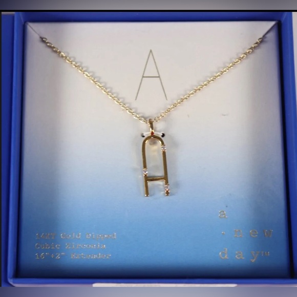 a new day Jewelry - A New Day Gold Tone Cubic Zirconia Letter Initial A Necklace